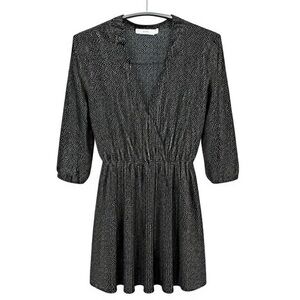 NWT Lush Black & White Polka Dot V-Neck Dress Size Medium